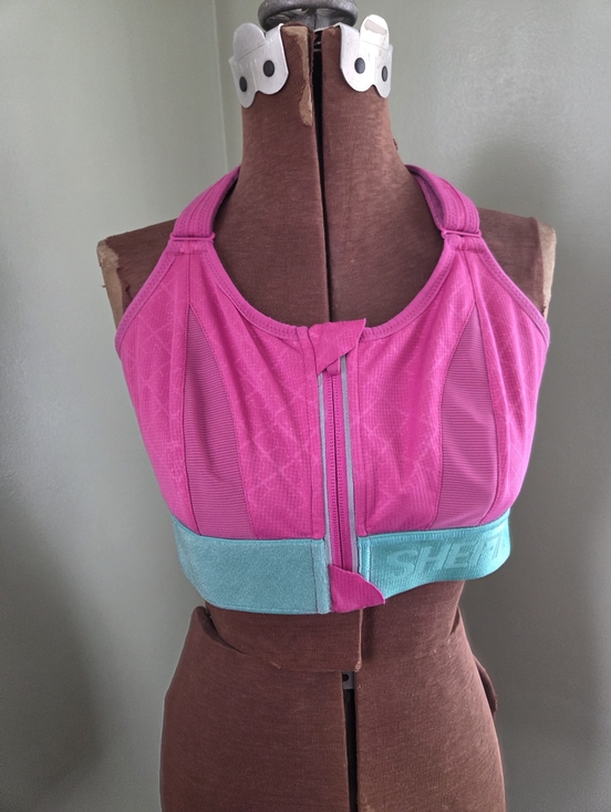 SHEFIT Other - SHEFIT Pink and Green Sports Bra, Medium, Zipper, Hook & Eye Closure